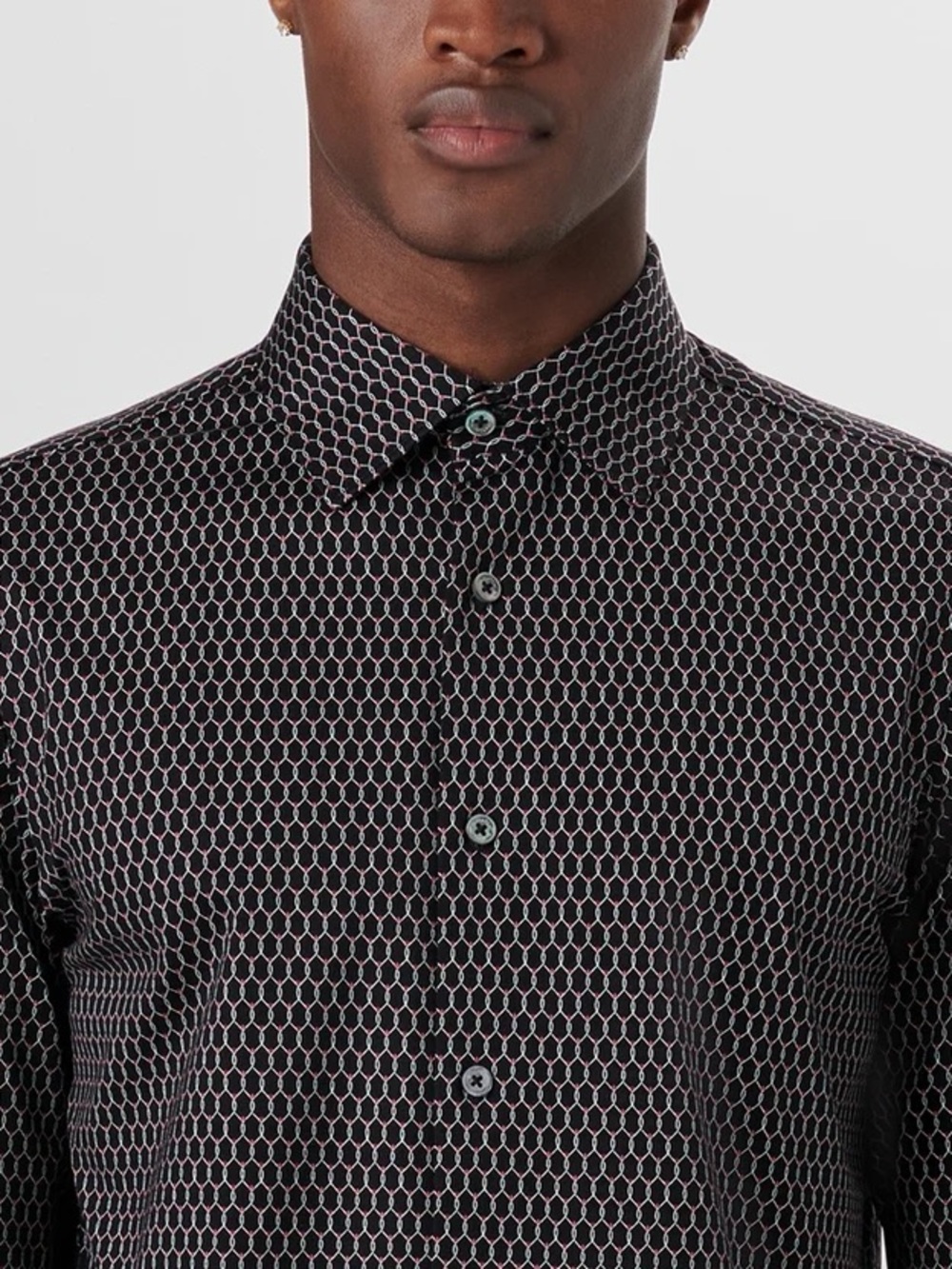 BUGATCHI James OoohCotton 8-Way Stretch Ogee Print Shirt Men’s L